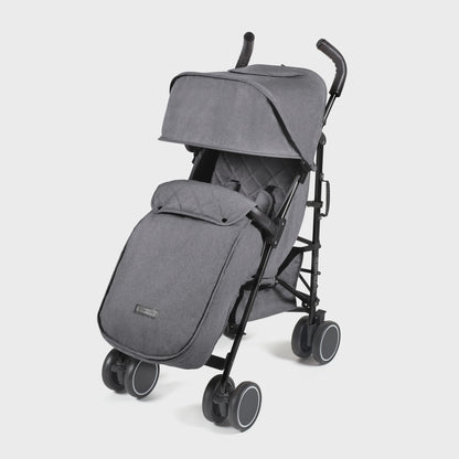 Ickle Bubba Discovery MAX stroller with graphite grey fabric and black metal frame showing front side view