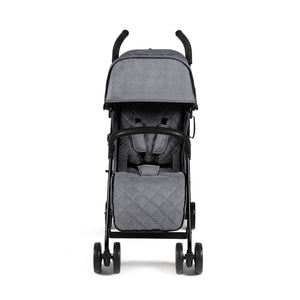Gray quilted ickle bubba discovery max stroller with black frame and curved handles in graphite grey