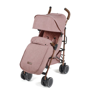 Ickle Bubba Discovery MAX stroller dusky pink with rose gold quilted canopy and seat and black wheels with white rims