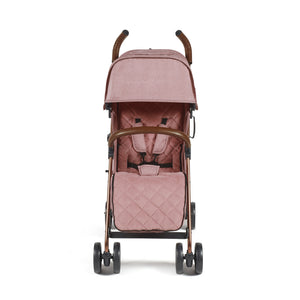 Ickle Bubba Discovery MAX stroller in rose gold with quilted dusky pink fabric canopy seat and footmuff