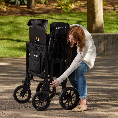 WonderFold W4 Luxe Pro Quad Stroller Wagon – Black