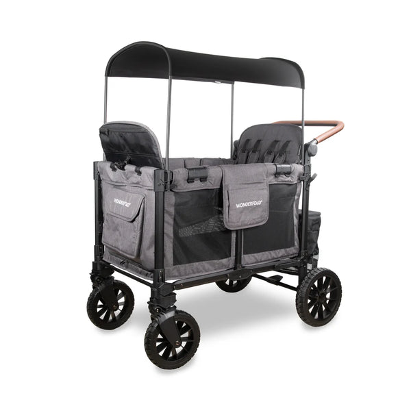 WonderFold W4 Luxe Pro Quad Stroller Wagon – Charcoal Grey - 4 Seater