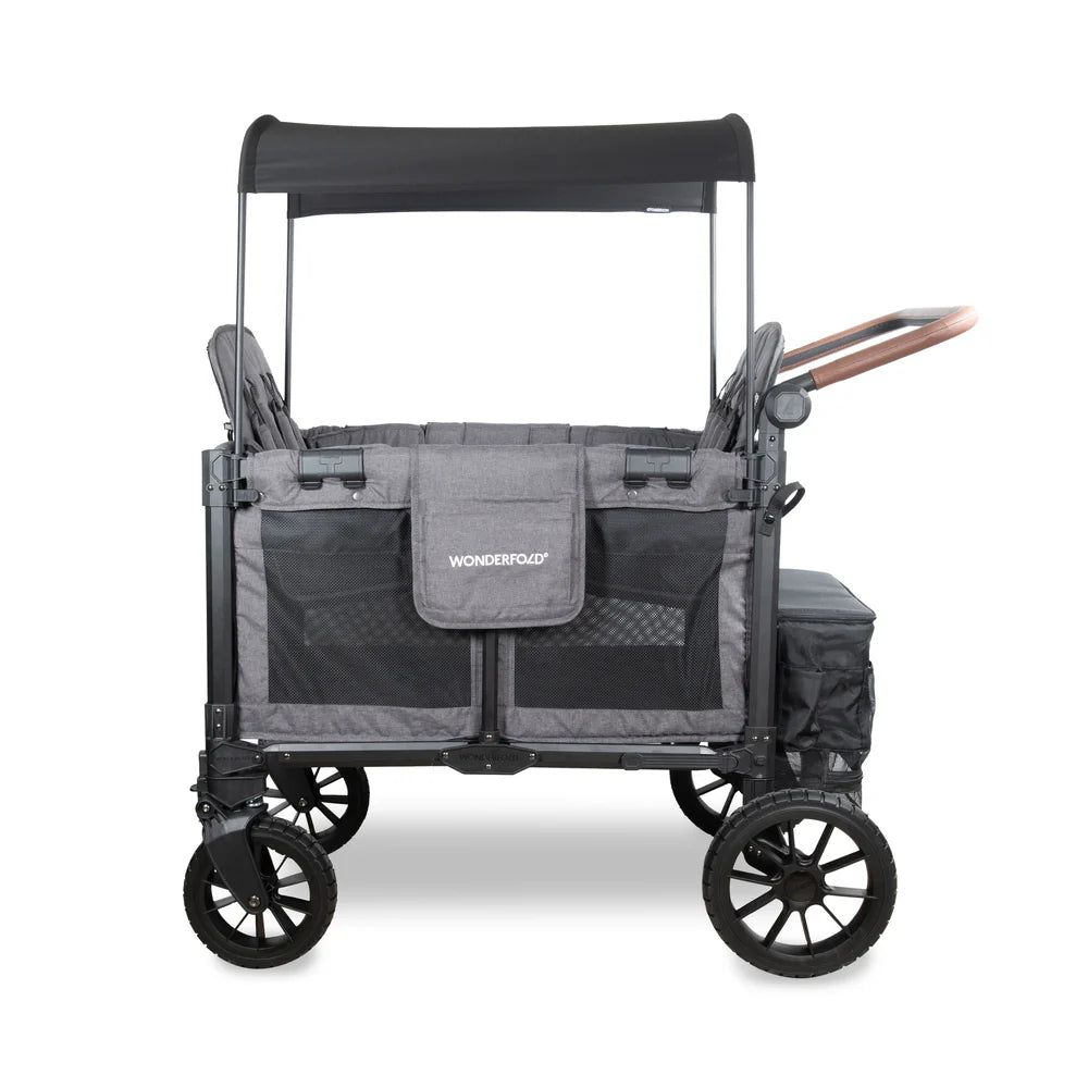 WonderFold W4 Luxe Pro Quad Stroller Wagon – Charcoal Grey - 4 Seater