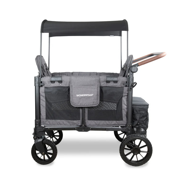 WonderFold W4 Luxe Pro Quad Stroller Wagon – Charcoal Grey - 4 Seater