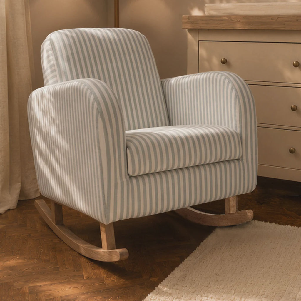 blue striped nursery chair