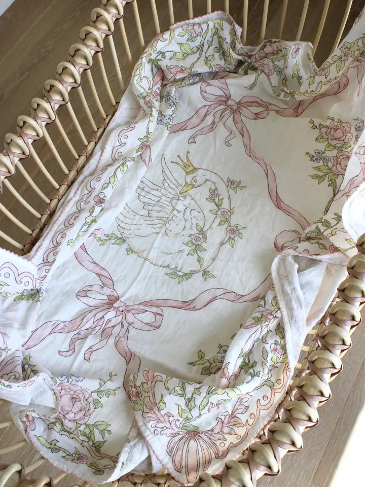 Swan Garden Organic Cotton Muslin Blanket