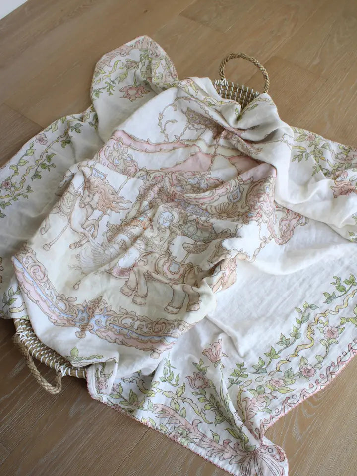 Enchanted Carousel Organic Cotton Muslin Blanket