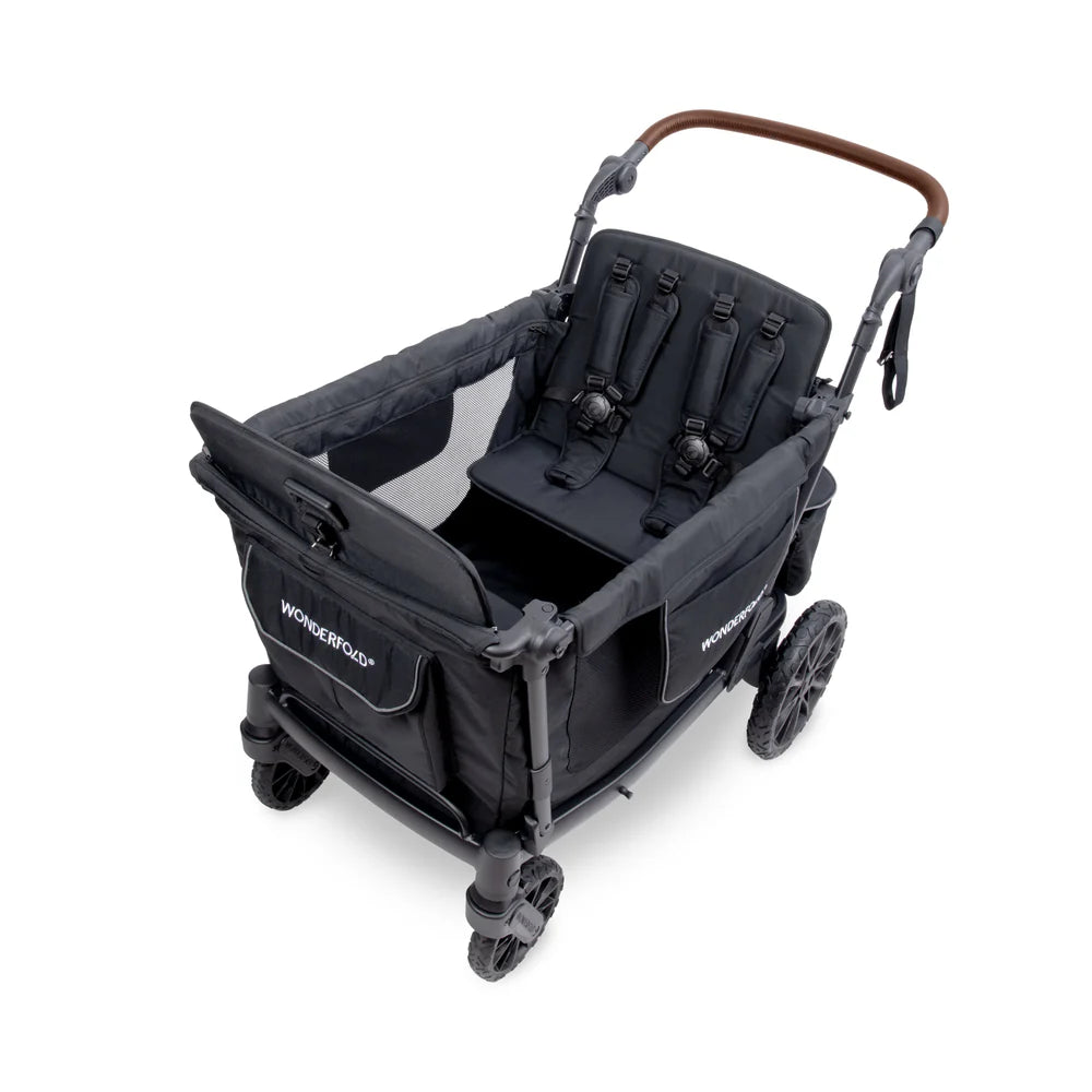 WonderFold L4 Quad Stroller Wagon Black | 4 Seater