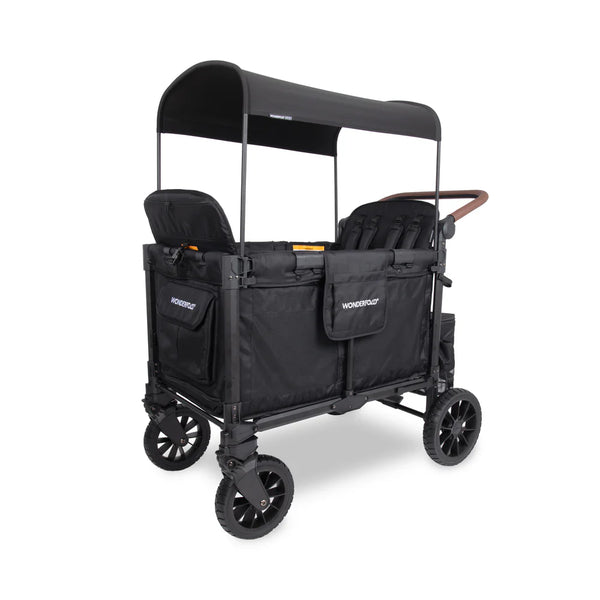 WonderFold W4 Luxe Pro Quad Stroller Wagon – Black - 4 Seater