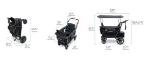 WonderFold L2 Double Stroller Wagon Black - 2 Seater
