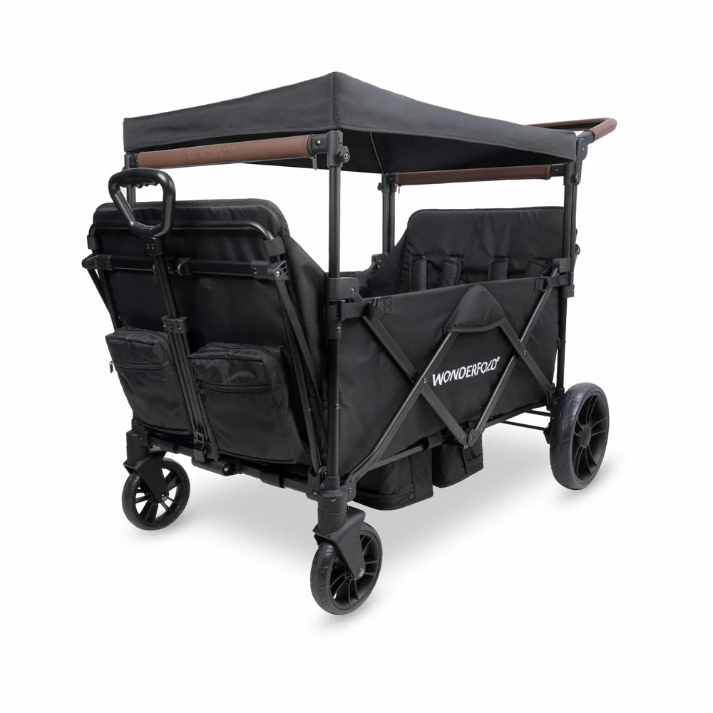 WonderFold X4R Push & Pull Quad Stroller Wagon – Stealth Black – 4 Seater