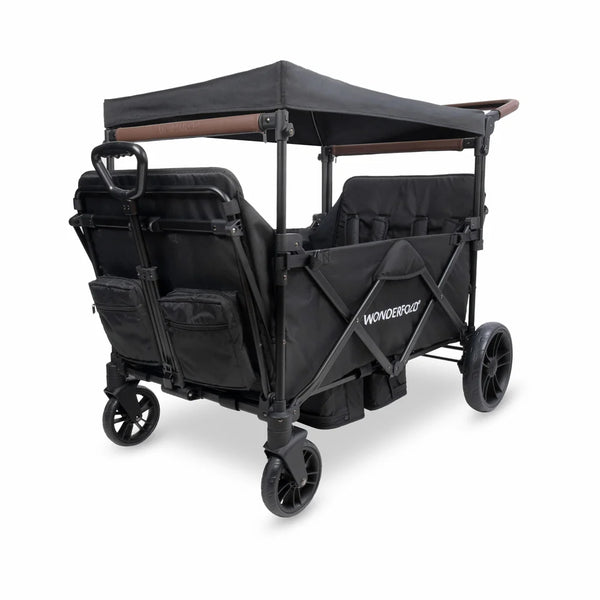 WonderFold X4R Push & Pull Quad Stroller Wagon – Stealth Black – 4 Seater