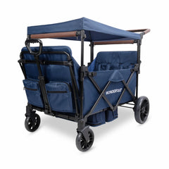 WonderFold X4R Push & Pull Quad Stroller Wagon – Sapphire Navy – 4 Seater