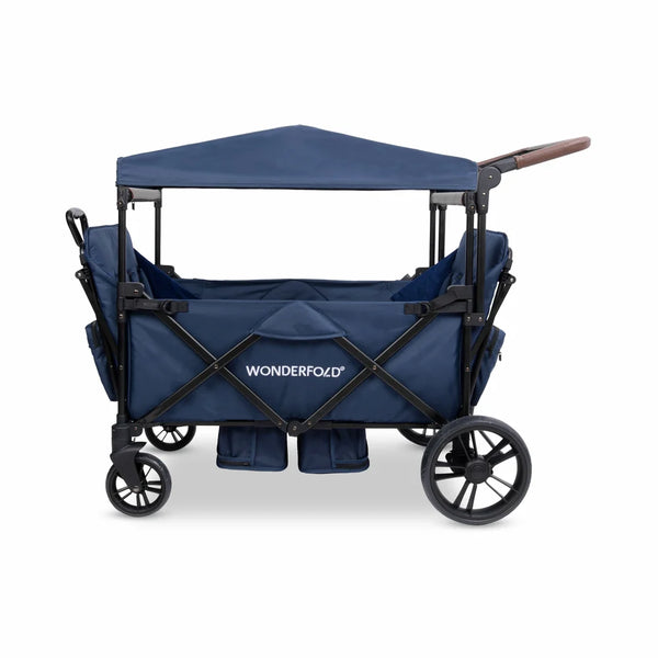 WonderFold X4R Push & Pull Quad Stroller Wagon – Sapphire Navy – 4 Seater