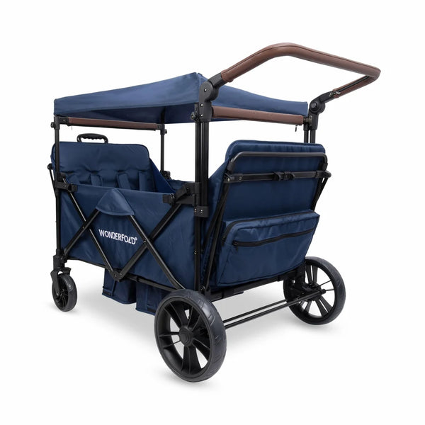 WonderFold X4R Push & Pull Quad Stroller Wagon – Sapphire Navy – 4 Seater