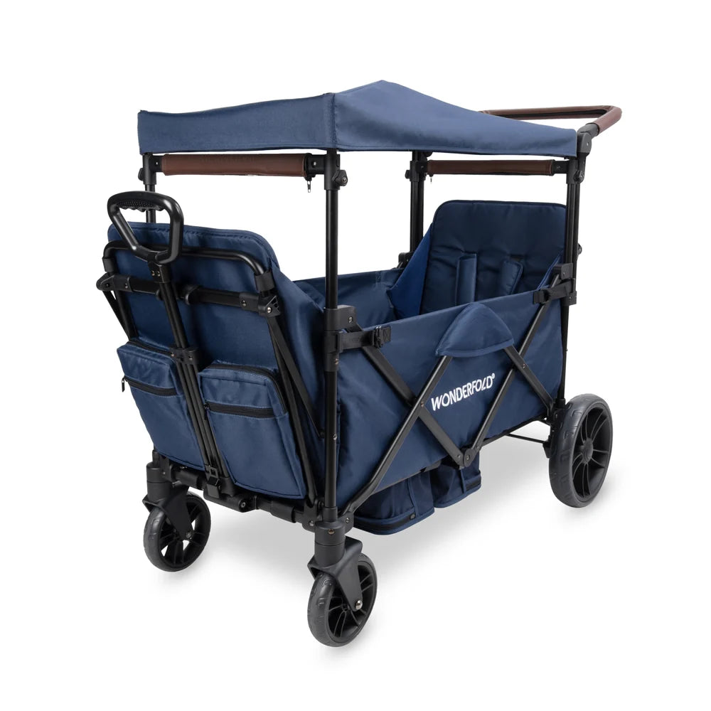 WonderFold X2R Push & Pull Double Stroller Wagon – Sapphire Navy – 2 Seater