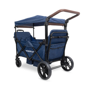 WonderFold X2R Push & Pull Double Stroller Wagon – Sapphire Navy – 2 Seater