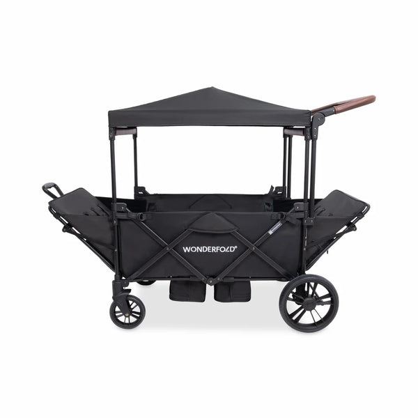 WonderFold X4R Push & Pull Quad Stroller Wagon – Stealth Black – 4 Seater