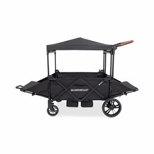WonderFold X4R Push & Pull Quad Stroller Wagon – Stealth Black – 4 Seater