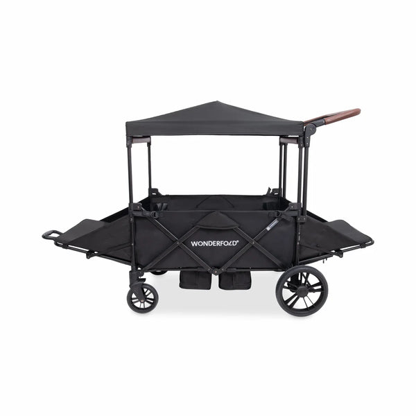 WonderFold X4R Push & Pull Quad Stroller Wagon – Stealth Black – 4 Seater