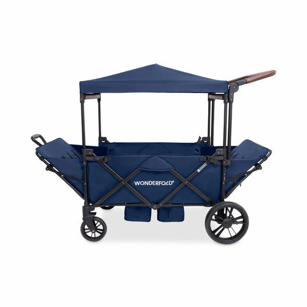 WonderFold X4R Push & Pull Quad Stroller Wagon – Sapphire Navy – 4 Seater