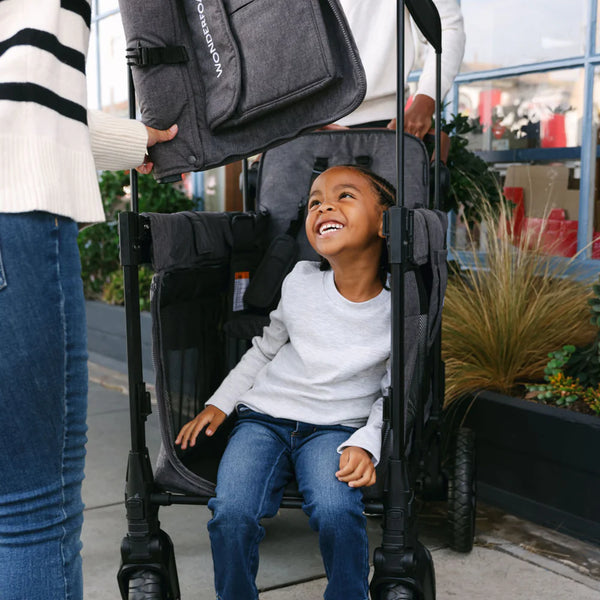 WonderFold W2 Luxe Pro Double Stroller Wagon – Grey - 2 Seater