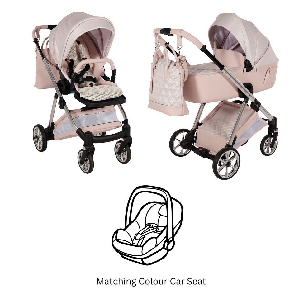Junama Elegant Lamé Pink 3 in 1 Travel System