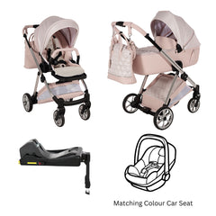 Junama Elegant Lamé Pink 3 in 1 Travel System With Isofix