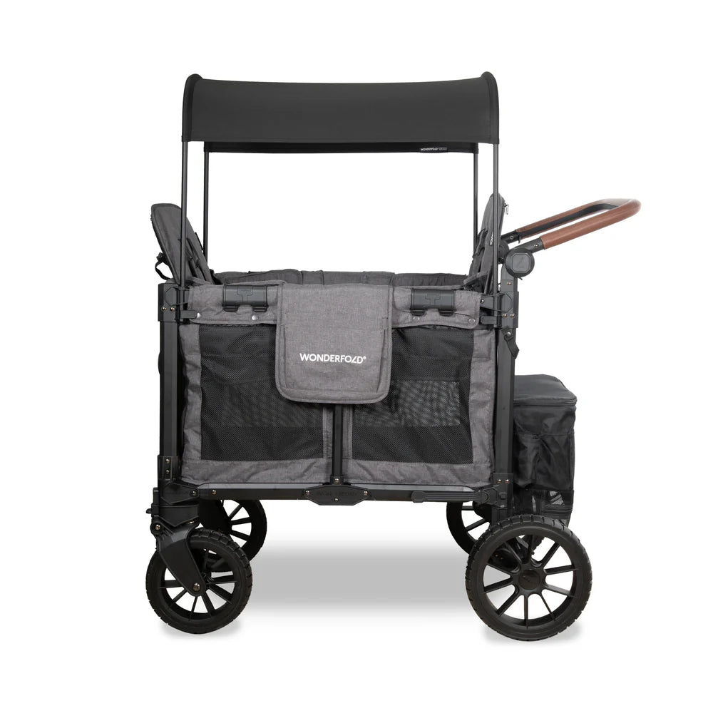 WonderFold W2 Luxe Pro Double Stroller Wagon – Charcoal Grey - 2 Seater