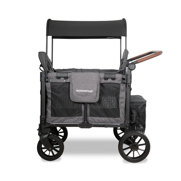 WonderFold W2 Luxe Pro Double Stroller Wagon – Grey - 2 Seater