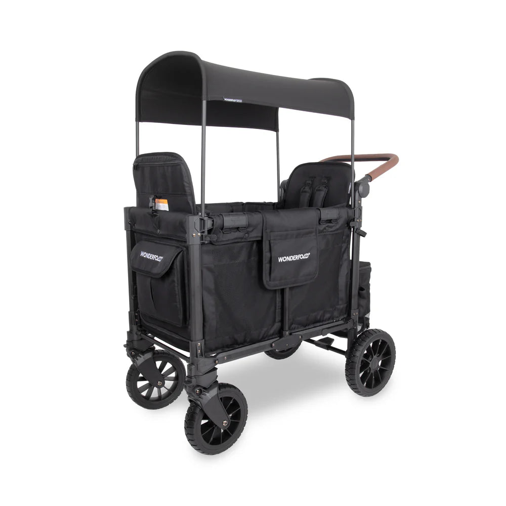 WonderFold W2 Luxe Pro Double Stroller Wagon – Black - 2 Seater