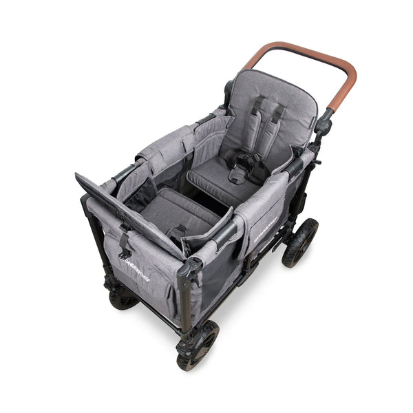 WonderFold W2 Luxe Pro Double Stroller Wagon – Grey - 2 Seater