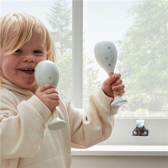 Bambino Juliana Wooden Hand Painted Maracas In White and Grey