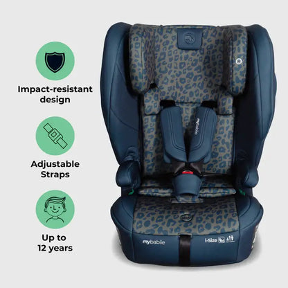 My Babiie MBCS80 Foldable i-Size Isofix Toddler Booster Seat - Navy Leopard