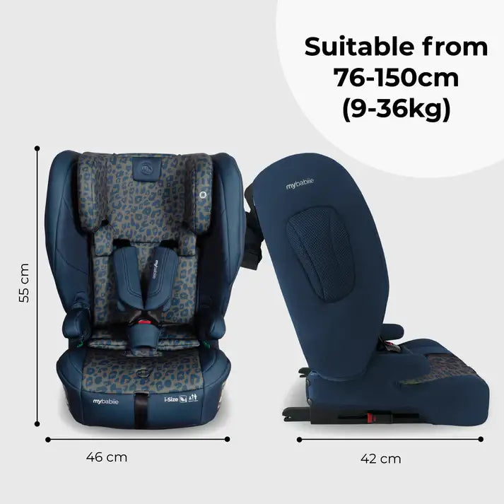 My Babiie MBCS80 Foldable i-Size Isofix Toddler Booster Seat - Navy Leopard