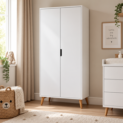 Obaby Maya Double Wardrobe - White with Natural