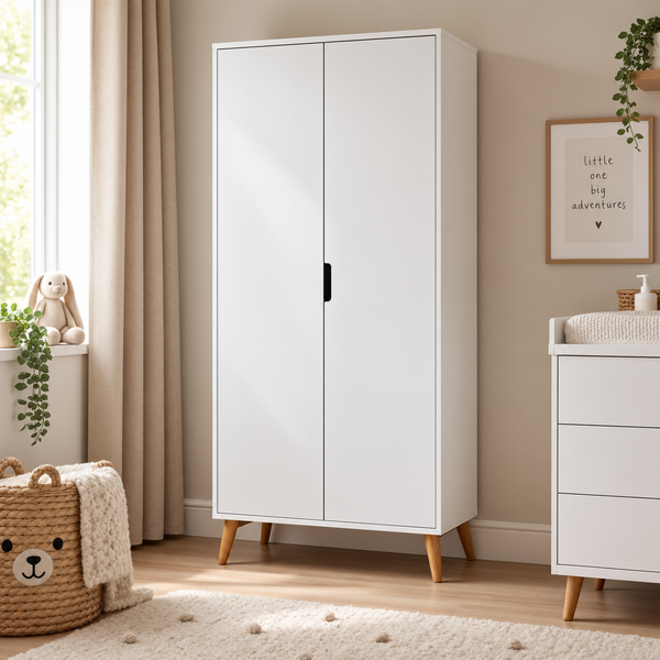Obaby Maya Double Wardrobe - White with Natural