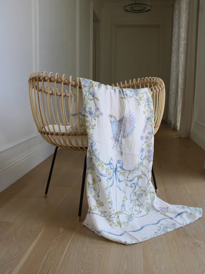 Bluebird Meadow Organic Cotton Muslin Blanket
