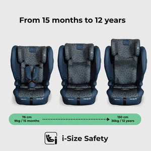 My Babiie MBCS80 Foldable i-Size Isofix Toddler Booster Seat - Navy Leopard