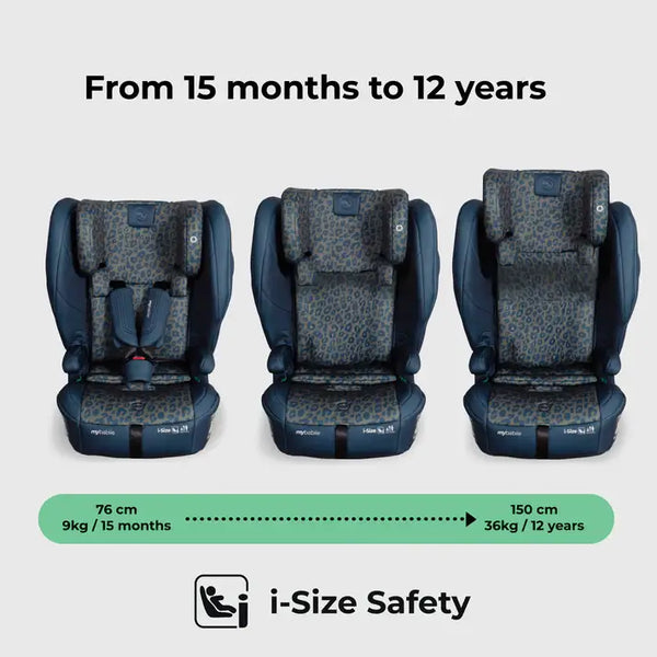 My Babiie MBCS80 Foldable i-Size Isofix Toddler Booster Seat - Navy Leopard