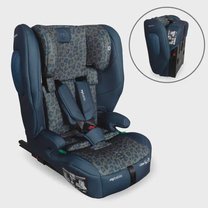 My Babiie MBCS80 Foldable i-Size Isofix Toddler Booster Seat - Navy Leopard
