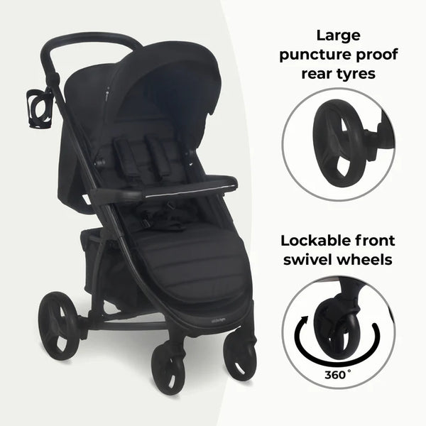 My Babiie MB200  2-in-1 Pushchair & Carrycot - Onyx Black