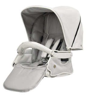 Bebecar stylo class privé white sparkle sleek modern baby stroller with soft white canopy and gray interior upholstery