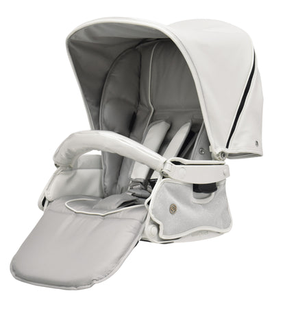Bebecar stylo class privé white sparkle sleek modern baby stroller with soft white canopy and gray interior upholstery