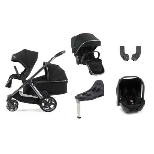 BabyStyle Oyster 4 Tandem Travel System Black Olive | Double Pushchair Bundle from Birth