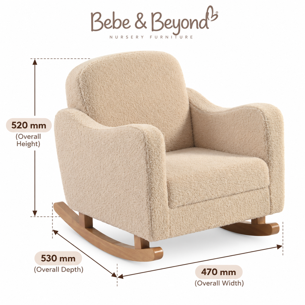 Bebe & Beyond Soother Junior Chair Oat Ted children's rocking chair dimensions