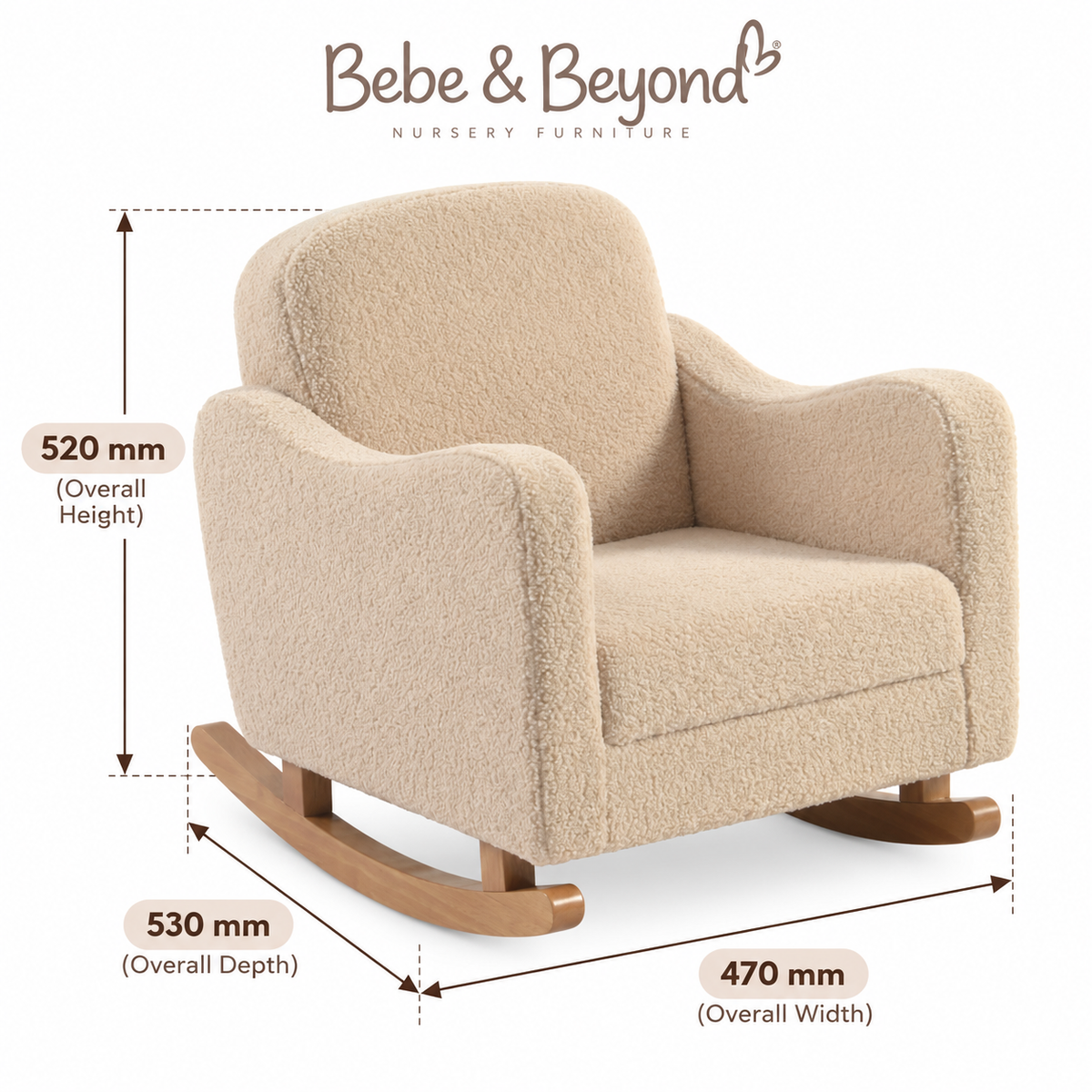 Bebe & Beyond Soother Junior Chair Oat Ted children's rocking chair dimensions