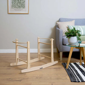 Clair de Lune Crochet Moses Basket with Wooden Rocking Stand – White