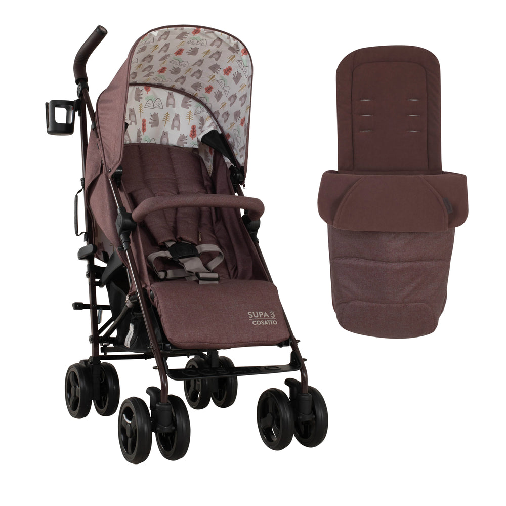 Cosatto Stroller Supa 3 Bear Hug + Footmuff & Rain cover