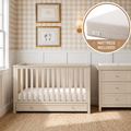 Bebe & Beyond Wanderer Cashmere and Oak cot bed with under-bed drawer and Classic Spring mattress included in bundle